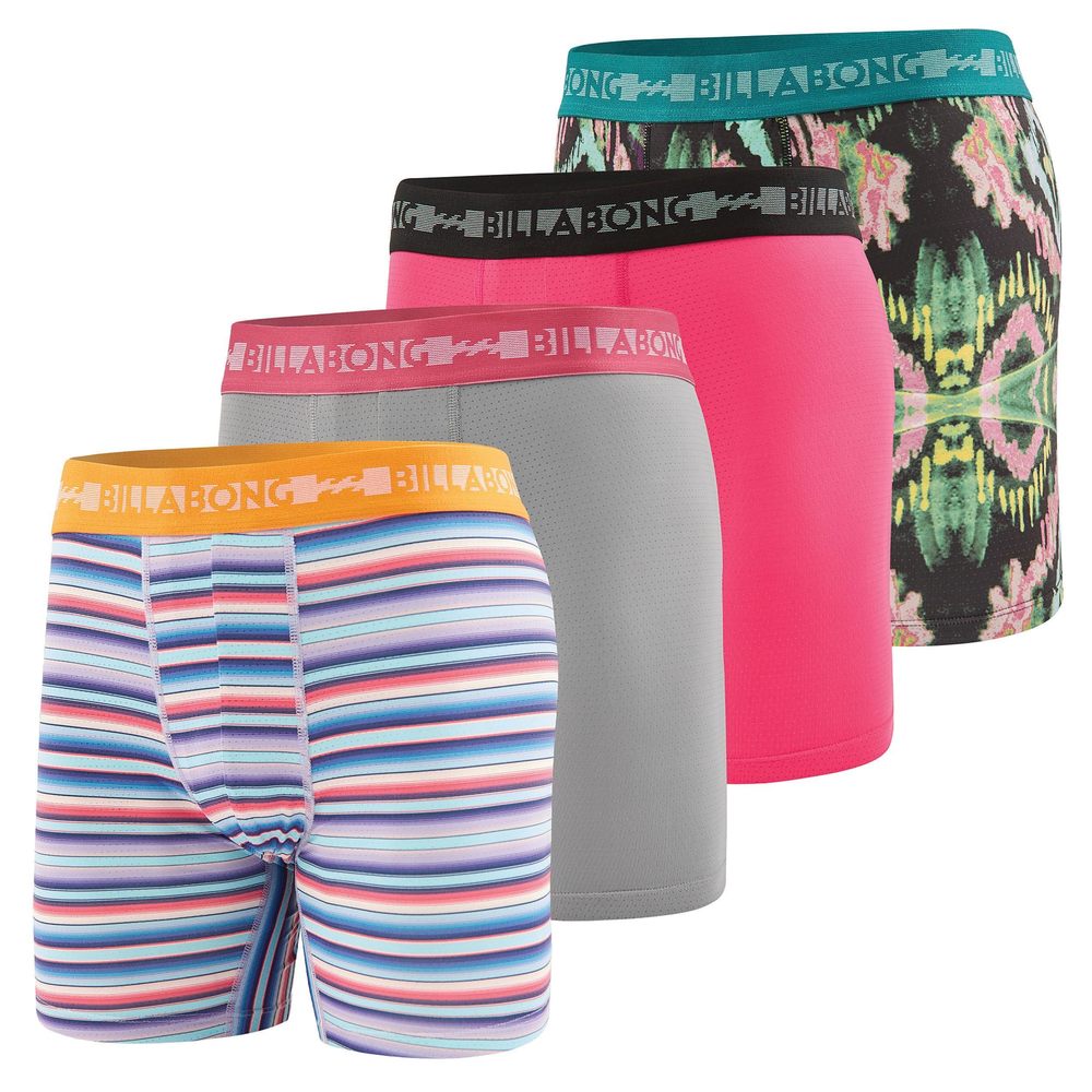 NEW Billabong Mens Underwear 4 Pack Microfiber Performance Boxer Briefs for Men